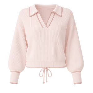 Pull en tricot à col en V pour femme, tissu en coton côtelé doux, pull décontracté pour l'été, l'automne et l'hiver - Product Image 4