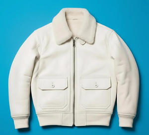 Chaqueta de Cuero Personalizada con Cuello de Piel de Oveja Blanca Genuina, Hecha a Mano, de Calidad Clásica, Corte Moderno, Cuero de Primera Calidad - Product Image 3