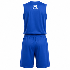 Ensemble de maillot de basket-ball RONAL bleu, débardeur sans manches avec short à taille élastique, vêtements de sport respirants pour adultes, personnalisable - Product Image 2