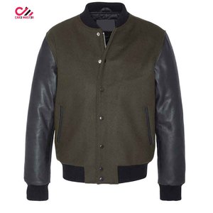 Nouvelle veste de style streetwear pour homme, manches en cuir, veste de qualité en laine et cuir pour homme - Product Image 1