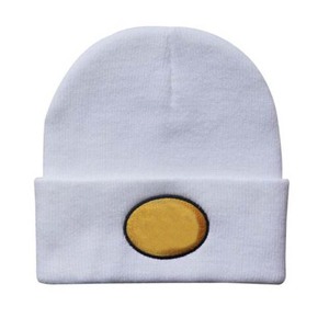 Gorro blanco con apliques de huevo amarillo, gorro de invierno unisex para adultos, estilo informal, 56-58CM - Product Image 1