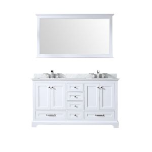 60 Pollici Mobile bagno doppio bianco con lavabo da 22 pollici Piano in marmo di Carrara e 58 pollici. Set rubinetti per specchio incluso - Product Image 1