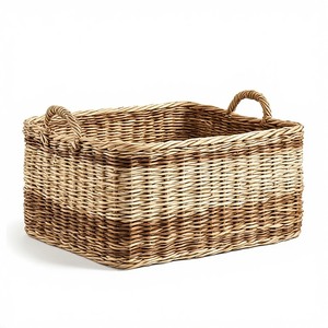 Elegant Natural Seagrass Storage <b>Basket</b> with Rustic Texture Organic Appeal Durable Handles for Kitchen <b>Bathroom</b> Use 5L Capacity - Product Image 5