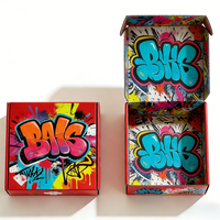 Boîte cadeau portable en carton ondulé style graffiti, recyclable, avec pelliculage mat, logo imprimé personnalisé, boîte en papier artistique colorée