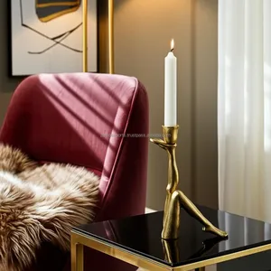 Porte-bougie en métal fait main de luxe pour centre de table de mariage, décoration de table à manger, décoration de la maison, fournisseur en gros Zahid exports - Product Image 2