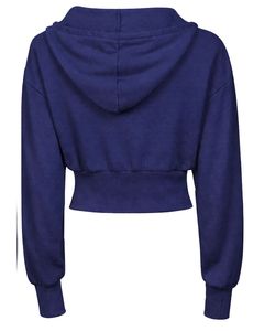 Womens Navy Blue <b>Cropped</b> <b>Zip</b> <b>Up</b> Hoodie Slim Fit Long Sleeve Casual Streetwear Cotton Fleece Sweatshirt Custom Logo ODM Factory - Product Image 2