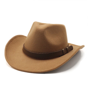 Unisex Olive Green Wool Cowboy <b>Hat</b> with Brown Leather <b>Band</b> 56-58cm Head Circumference for Outdoor Spring Autumn Use 2026 - Product Image 5