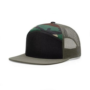 Custom Logo Unisex 6-Panel Trucker Hat Mesh Fabric <b>Camo</b> Print Adjustable Flat Brim Casual <b>Cap</b> Spring Summer Adult Wear - Product Image 1