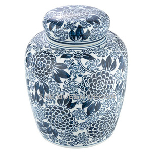 Jarrón Decorativo de Porcelana Azul y Blanco Estilo Art Deco con Tapa, Diseño Duradero Hecho a Mano, para Uso como Vajilla - Product Image 6