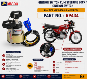 Interruptor de encendido con llave de 4 cables TVS Max 100R, calidad de exportación para piezas de repuesto de motocicletas en India, Orado. - Product Image 3