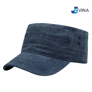 Custom Logo Cotton <b>Flat</b> Top Cap Unisex Casual Spring Summer Breathable <b>Hat</b> - Product Image 2