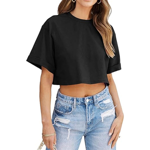 Camiseta Corta Holgada de Algodón para Mujer, Estilo Casual Urbano, con Logotipo Personalizado - Product Image 5