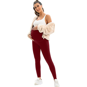 Leggings de maternité pour femmes, vente en gros, leggings de grossesse à porter par-dessus le ventre, vêtements de sport actifs, pantalons de yoga doux avec poches - Product Image 3