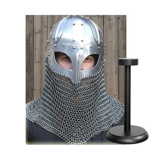 Medieval Viking Helmet Handmade Polished Silver-Plated Steel Armor Cosplay Costume OEM - Product Image 3