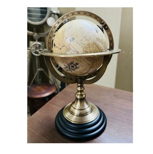 Globe terrestre rotatif en laiton antique, écologique et durable, décoration de bureau, modèle éducatif nautique vintage - Product Image 6