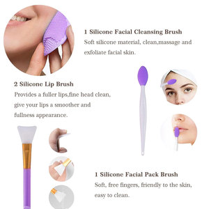 Ensemble de 14 pinceaux de maquillage avec éponge de beauté et outils en silicone, kit de poils synthétiques violets - Product Image 5