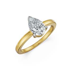 Bague en argent avec moissanite taille poire charmante et bande minimaliste en or, bague cocktail pour femme, bijoux de mariage et de fiançailles - Product Image 6