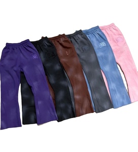 Personalizado Puff Imprimir Raw Hem parche desgastado Sudadera con capucha 400 Gsm & Jogger Acid Wash Hoodie Set Flare pantalones de chándal Fabricante - Product Image 6