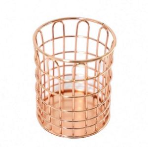 New Design Office Desk Organizers Desktop Metal Flower With Wire Mesh <b>Rose</b> Gold Magnet Pen Bin Pencil Cup Holder - Product Image 1