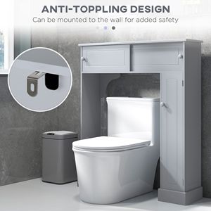 Mobiletto portaoggetti regolabile da posizionare sopra il WC con scaffale, scaffali autoportanti per il bagno - Product Image 6