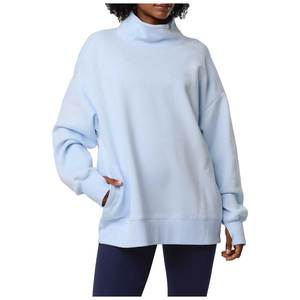 Sudadera de Forro Polar Oversize de Cuello Alto para Mujer, 100% Algodón, Venta al por Mayor de Fábrica, Impresión de Logotipo Personalizado, Color Liso - Product Image 6