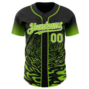 เสื้อเบสบอลสีเขียวดำแบบสั่งทำขายดีที่สุด ติดกระดุม ผ้าโพลีเอสเตอร์ 100% ระบายอากาศได้ดี แห้งเร็ว พร้อมโลโก้สั่งทำ - Product Image 2