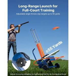 Lanzador Automático de Platos de Tiro con Ángulo Ajustable, Lanzador de Platos de Arcilla de 75-80, Lanzador de Palomas, Alcance de 55+ Yardas, Pedal, Manija de Tracción - Product Image 4