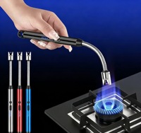 Briquet électrique à longue portée, col courbé, rechargeable par USB, coupe-vent, sans flamme, pour barbecue, cuisine, camping, vente en gros