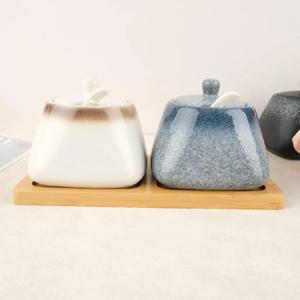 Tarro de Almacenamiento Esmaltado a Mano con Tapa, Forma Cónica Elegante, Organizador Compacto para Encimera, Elegante Contenedor para Despensa de Cocina - Product Image 1