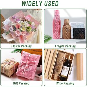 Wholesale 12\" X 200ft Eco-Friendly Honeycomb Kraft Paper Wrap Roll Biodegradable Cushioning <b>Material</b> for Shipping Protective - Product Image 3