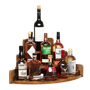 Range-bouteilles d'angle en L en bois de noyer avec réfrigérateur intégré - Vente en gros - Product Image 6