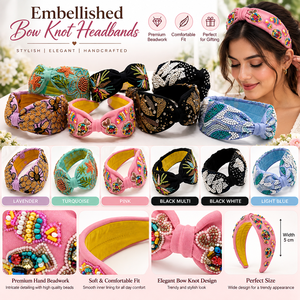 Conifer Embroidered Beaded Hair Bands for <b>Women</b> Handmade Decorative <b>Headbands</b> Floral Bow Design Fashion 6.5cm Wedding Hair - Product Image 6