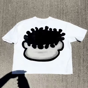 Camiseta Blanca de Manga Corta con Cuello Redondo para Hombre, Corte Regular, Estilo Urbano, Estampado Gráfico de Dibujos Animados en la Parte Delantera - Product Image 5