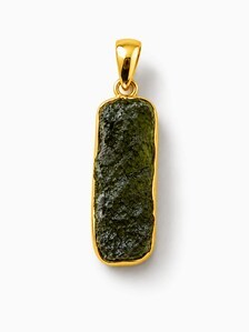 Pendentif artisanal en argent sterling plaqué or pour femme, avec gemme brute de Moldavite HA Gems, style minimaliste, idéal pour un anniversaire - Product Image 4