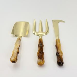 Ensemble d'outils de jardin robustes de 3 pièces avec lame en acier inoxydable de haute qualité avec finition plaquée or et manche en résine au prix le plus bas - Product Image 2