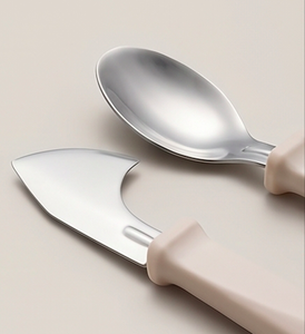 Ensemble de 6 couverts en acier inoxydable avec manches en plastique, design minimaliste réutilisable pour le camping et l'extérieur - Product Image 3