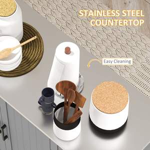 Elegante controsoffitto in acciaio inox carretto a isola da cucina con 3 armadi grigio carrello di stoccaggio - Product Image 6