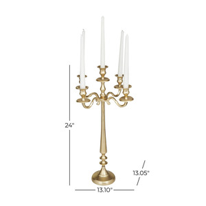 Candélabre classique à 5 lumières doré, élégant support haut en métal pour bougies coniques, idéal pour les centres de table de mariage et les événements formels, qualité export premium - Product Image 3