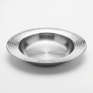 Handmade SS304 Serving Platter 36 cm Rudra Grand Hammered Coupe Satin <b>Mirror</b> Lip <b>Acrylic</b> Ins Home Decor for Hotel and Home - Product Image 1