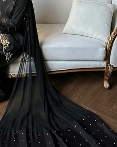 Conjunto de Abaya Negra Modesta con Capa Larga hasta el Suelo para Mujer, Ropa de Fiesta - Product Image 3