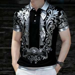 เสื้อเชิ้ตผู้ชายลำลองพิมพ์ลายดิจิทัลสไตล์ชาติพันธุ์หรูหราจากปากีสถาน ผ้าแคนวาส แขนสั้น สีพื้น เป็นมิตรกับสิ่งแวดล้อม ระบายอากาศได้ดี รับสกรีนโลโก้ - Product Image 5