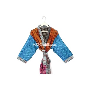 Kimono indio de seda pura, cómodo, suave, japonés, vestido de seda, ropa de dormir para mujer, Floral, primavera, nupcial, playa, cubierta frontal - Product Image 4