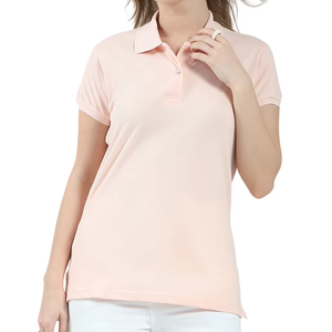 Camiseta Polo Rosa para Mujer, Cómoda, Mezcla de Algodón, Informal, con Logotipo Personalizado, Venta al Por Mayor - Product Image 1