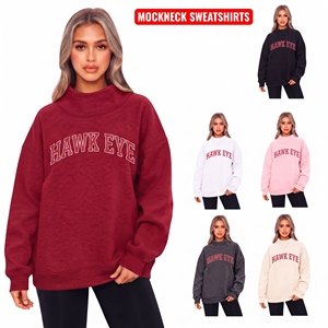 ODM Custom Mockneck Cotton HeavyWeight <b>Jumper</b> Embroidered Soft Fleece Turtlenecks Crewneck Oversized Mock Neck Sweatshirt Women - Product Image 1