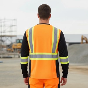 Camisas de Trabajo de Alta Visibilidad con Mangas Cortas Amarillas y Naranjas, Reflectantes para Hombre - Product Image 2