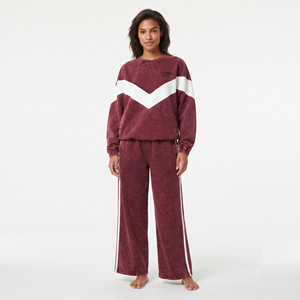 Conjunto Deportivo de Dos Piezas para Mujer, Sudadera Holgada con Cuello Redondo y Paneles en Chevron con Lavado Ácido y Pantalones Rectos - Product Image 5