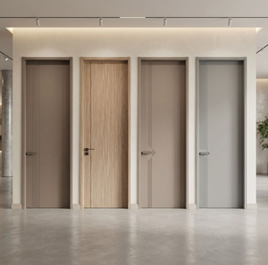 Porte intérieure en bois composite WPC durable et stable, préinstallée avec cadre, insonorisée, minimaliste, pour chambre à coucher, sur mesure - Product Image 1