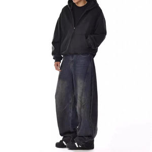 Jeans Holgados de Algodón y Elastano de Alta Calidad para Hombre, 14 oz, Azul Oscuro, Denim Recto, Lavado a la Piedra, Estilo Vintage, Streetwear, Hip Hop - Product Image 5