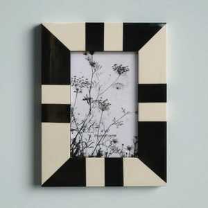 Modern Printed Black and <b>Cream</b> Geometric Wood & Bone <b>Photo</b> <b>Frame</b> 4x6 Inches Home Decor - Product Image 2
