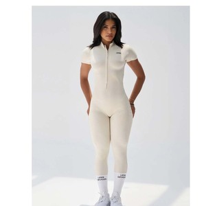 OEM ODM Custom Women High Neck <b>Unitard</b> Zip up Cap Sleeve Full Length Jumpsuit Quick Dry Breathable Stretchy Gym Fit - Product Image 2